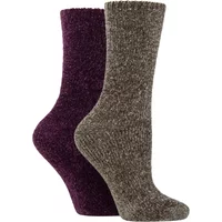 ELLE Women's 2 Pair Chenille Boot Socks in Medium Beige | Size: 4-8