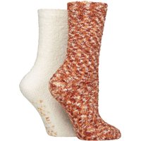 2 Pair Cosy Slipper Socks Grip Wild Poppy 4 8