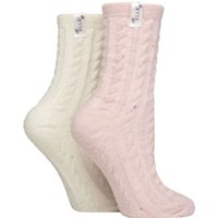 2 Pair Speckled Cable Cosy Socks Soft 4 8