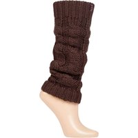 1 Pair Chunky Cable Knit Leg Warmers Chocolate One