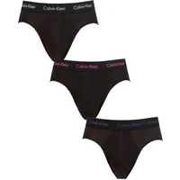 Mens 3 Pack Calvin Klein Cotton Stretch Hip Briefs Silver / Pink / Blue XS