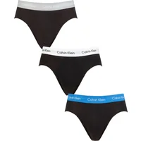 Mens 3 Pack Calvin Klein Cotton Stretch Hip Briefs Grey Heather / White / Palace Blue S