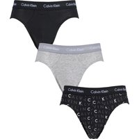 3 Pack Grey Logo Cotton Stretch Hip Briefs Small