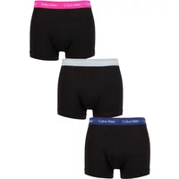 Mens 3 Pack Calvin Klein Cotton Stretch Trunks Silver / Pink / Blue XS