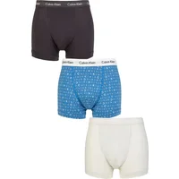 Mens 3 Pack Calvin Klein Cotton Stretch Trunks Black / Blue / Grey S