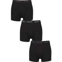 Mens 3 Pack Calvin Klein Cotton Stretch Trunks Marron / Skyway / Navy Logos L
