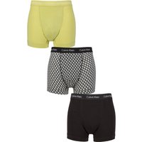 3 Pack Calvin Klein Cotton Stretch Trunks Green Bloom Plush Monogram M
