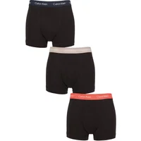 Mens 3 Pack Calvin Klein Cotton Stretch Trunks Black / Shoreline XL
