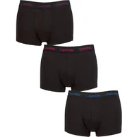 Mens 3 Pair Calvin Klein Low Rise Trunks Black / Groovy Plum L