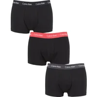 Mens 3 Pair Calvin Klein Low Rise Trunks Black / Coral / Phantom Extra Small