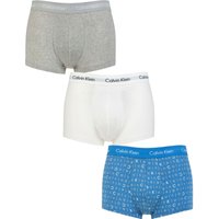 3 Pair Low Rise Trunks Grey Blue Logo