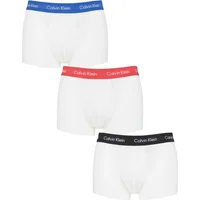 Mens 3 Pair Calvin Klein Low Rise Trunks Blue / Strawberry Field / White Extra Large