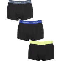 Mens 3 Pair Calvin Klein Low Rise Trunks Hemisphere / Direct Green / Blue XL