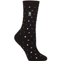 Women's 1 Pair SOCKSHOP Heat Holders 1.0 TOG Ultralite Striped, Argyle & Patterned Socks Turlan Dots Black / Heather Rose 4-8