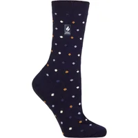 Women's 1 Pair SOCKSHOP Heat Holders 1.0 TOG Ultralite Striped, Argyle & Patterned Socks Turlan Dots Navy / Twilight Blue 4-8