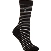 Women's 1 Pair SOCKSHOP Heat Holders 1.0 TOG Ultralite Striped, Argyle & Patterned Socks Annapurna Stripe Black 4-8