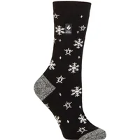 Women's 1 Pair SOCKSHOP Heat Holders 1.0 TOG Ultralite Striped, Argyle & Patterned Socks Petafield Snowflake Black 4-8