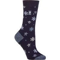 Women's 1 Pair SOCKSHOP Heat Holders 1.0 TOG Ultralite Striped, Argyle & Patterned Socks Petafield Snowflake Navy 4-8