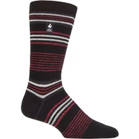 Mens 1 Pair SOCKSHOP Heat Holders 1.0 TOG Ultralite Striped, Argyle and Patterned Socks Santiago Stripe Black 6-11 Mens