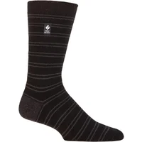 Mens 1 Pair SOCKSHOP Heat Holders 1.0 TOG Ultralite Striped, Argyle and Patterned Socks Orodover Stripe Black 6-11