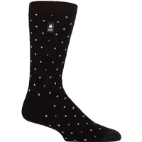 Mens 1 Pair SOCKSHOP Heat Holders 1.0 TOG Ultralite Striped, Argyle and Patterned Socks Bursmer Micro Square Black / Olive 6-11