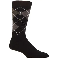 Mens 1 Pair SOCKSHOP Heat Holders 1.0 TOG Ultralite Striped, Argyle and Patterned Socks Wicklam Argyle Black / Olive 6-11