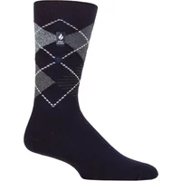 Mens 1 Pair SOCKSHOP Heat Holders 1.0 TOG Ultralite Striped, Argyle and Patterned Socks Wicklam Argyle Navy / Blue 6-11