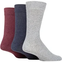 Mens 3 Pair SOCKSHOP TORE 100% Recycled Plain Cotton Socks Grey / Blue / Pink 7-11 Mens