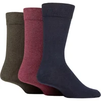 Mens 3 Pair SOCKSHOP TORE 100% Recycled Plain Cotton Socks Black / Pink / Green 7-11 Mens