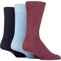Mens 3 Pair SOCKSHOP TORE 100% Recycled Plain Cotton Socks Pink / Blues 7-11 Mens