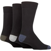 Mens 3 Pair SOCKSHOP TORE 100% Recycled Heel and Toe Cotton Socks Black 7-11 Mens