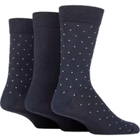 Mens 3 Pair SOCKSHOP TORE 100% Recycled Pin Dot Cotton Socks Navy 7-11 Mens