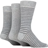 Mens 3 Pair SOCKSHOP TORE 100% Recycled Fine Stripe Cotton Socks Grey 7-11 Mens
