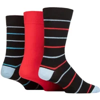 Mens 3 Pair SOCKSHOP TORE 100% Recycled Cotton Thin Stripe Patterned Socks Thin Stripes Black 7-11