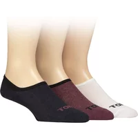 Mens 3 Pair SOCKSHOP TORE 100% Recycled Plain Cotton High Cut Ped Socks Navy / Burgundy / White 7-11