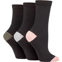 Women's 3 Pair SOCKSHOP TORE 100% Recycled Heel and Toe Cotton Socks Black 4-8 Ladies