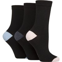 3 Pair SOCKSHOP 100% Recycled Heel Toe Cotton Socks Black Pink Denim Blue 4 8