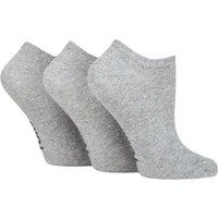 Women's 3 Pair SOCKSHOP TORE 100% Recycled Plain Cotton Trainer Socks Grey 4-8 Ladies