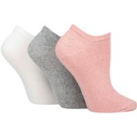 3 Pair SOCKSHOP 100% Recycled Plain Cotton Trainer Socks Pink Grey 4 8
