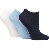 3 Pair SOCKSHOP 100% Recycled Plain Cotton Trainer Socks Blues 4 8