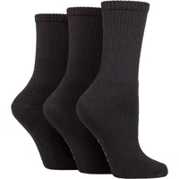 Women's 3 Pair SOCKSHOP TORE 100% Recycled Plain Cotton Sports Socks Black 4-8 Ladies