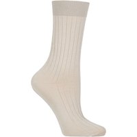 1 Pair Pantherella Jasmine Ribbed Cotton Socks Dove 4 7