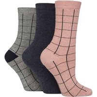 3 Pair SOCKSHOP 100% Recycled Cotton Grid Patterned Socks 4 8