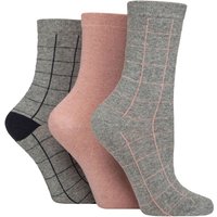 3 Pair SOCKSHOP 100% Recycled Cotton Grid Patterned Socks Grey 4 8