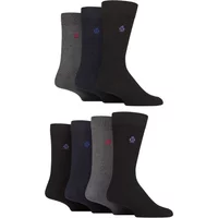 Mens 7 Pair Jeff Banks Plain Recycled Cotton Socks Black / Navy / Charcoal 7-11