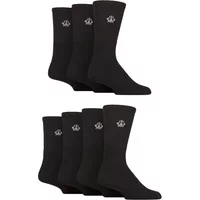 Mens 7 Pair Jeff Banks Polyester and Recycled Cotton Sports Crew Socks Black 7-11