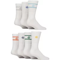 Mens 7 Pair Jeff Banks Polyester and Recycled Cotton Sports Crew Socks White Striped 7-11