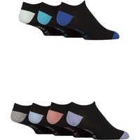 Mens 7 Pair Jeff Banks Recycled Cotton Patterned Trainer Socks Heel and Toe Black Multi 7-11 Mens