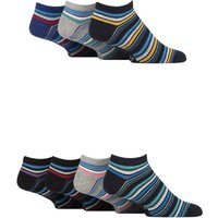 7 Pair Jeff Banks Striped Recycled Cotton Trainer Socks Arch Supports Stripe 6 11