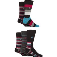 5 Pair Jeff Banks Striped Patterned Bamboo Cotton Blend Socks Stripe Multi 6 11